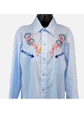 NWT Vintage H Bar C California Ranchwear Western Shirt 151/2 Floral Embroidered